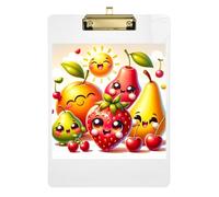 Cute Fruits Faces Acrylic Clipboards Cute Clip Board A4 Standard Size Clip Board with Low Profile Metal Clip for Nurses, Lawyers, Doctor Offices 12.5 x 9 Inches