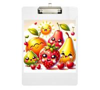 Cute Fruits Faces Clipboard Acrylics Writing Board Paperboard Chic Design Clipboard with Low Profile Metal Clip for Teacher Student Lawyer Nurse 12.5 x 9 Inches