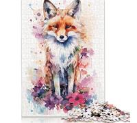 Cute Fuchs Watercolor Art Jigsaw Puzzles Puzzles for Adults Kids. 1000 Piece Whimsical Challenge Toy Educational Game Home Decoration for Adults& Kids Age 14 Years Up 1000pcs (75x50cm)