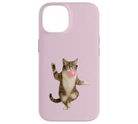 Cute Fun Cat Doing Yoga Wearing Glasses Blowing Gum Case for iPhone 14