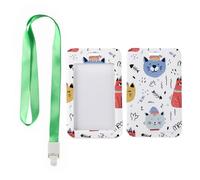Cute Fun Cat ID Card Holders with Green Lanyard, Door Card Holder, Vertical Cards Protector for Worker, Vertical Name Badges Protector for School, Paramedic Accessories Nurse Essentials Work