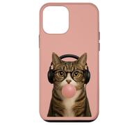 Cute Fun Cat Wearing Glasses Blowing Gum Case for iPhone 12 mini