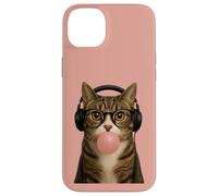 Cute Fun Cat Wearing Glasses Blowing Gum Case for iPhone 14 Plus