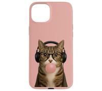 Cute Fun Cat Wearing Glasses Blowing Gum Case for iPhone 15 Plus