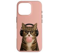 Cute Fun Cat Wearing Glasses Blowing Gum Case for iPhone 16 Pro