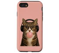 Cute Fun Cat Wearing Glasses Blowing Gum Case for iPhone SE (2020) / 7/8