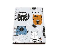 Cute Fun Cats A5 Notebook, Pu Leather Notebooks, Lined Paper Notebook Spiral 180Pages/90Sheets, Writing Books for Man, Workbook for Meeting, Revision Supplies Women Man