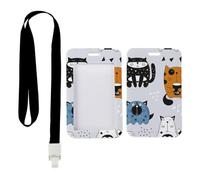 Cute Fun Cats ID Badge Holder with Black Lanyard, Oyster Card Holder Men, Vertical ID Cards Protector for Driver, Vertical Cards Protector for Women, Nurse Essentials Work Nurse Accessories Work