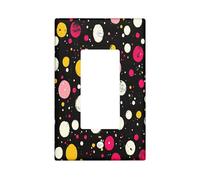 Cute Fun Polka Dots Decorative Switch Cover 1 Gang Single Rocker, Hippie Morden Circle Switchcover Wall Plate, Geometric Groovy Electrical Faceplate for Bedroom Living Room Decor