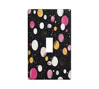 Cute Fun Polka Dots Decorative Switch Cover 1 Gang Single Toggle, Hippie Morden Circle Wall Plate Cover, Standard Size, Geometric Groovy Electrical Faceplate for Bedroom Living Room Decor