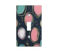 Cute Fun Polka Dots Decorative Switch Cover Plate 1 Gang Single Toggle, Hippie Morden Circle Electrical Faceplate for Bedroom Bathroom Decor, Geometric Groovy Standard Size Switchplate