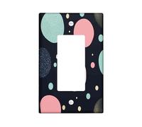 Cute Fun Polka Dots Switch Cover Wall Plate 1 Gang Single Rocker, Hippie Morden Circle Electrical Faceplate for Bedroom Bathroom Decor, Geometric Groovy Standard Size Switchplate
