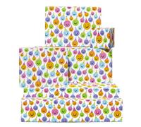 Cute Fun Wrapping Paper - Smiley Faces, Hats, Fun - 6 Sheets of Giftwrap for All Ages Family Friends - All Occasion Birthday - Comes With Stickers by Central 23
