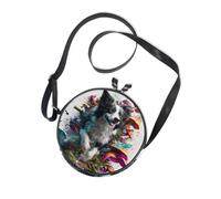 Cute Fungi Dog Round Womens Purses Crossbody Women Trendy with Adjustable Strap Women's Shoulder Handbags Take a walk Canvas Messenger Purse