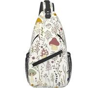 Cute Fungus on White Background Crossbody Backpack Botanical Design Chest Shoulder Bag Casual Gym Sports Travel Hiking Daypack