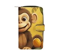 Cute Funny Animal Monkey Banana Leather Wallet,Multiple Card Slots Clip,Multi-Functional Slim Billfold For Men Women