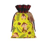 Cute Funny Animal Monkey Banana Print Christmas Drawstring Gift Bags Large Xmas Present Storage Bag