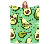 Cute Funny Avocado Fruit Blanket Throw Gifts for Kids Avocado Play Guitar Flannel Blankets Soft Fuzzy Lightweight for Home Decor Couch Bed Sofa 60x50 Inches