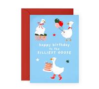 Cute & Funny Birthday Card - ‘Silliest Goose’ - Adorable Gifts for Friends, Wife, Husband, Son, Daughter, Niece, Nephew, Dad, Mum, Brother, Sister, Cousin, Him, Her - Comes with Fun Stickers