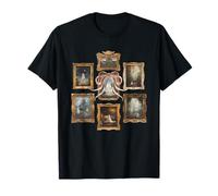 Cute Funny Black Cat and Ghost Portrait Graphic Halloween T-Shirt
