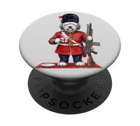 Cute Funny Bobtail Dog London King's Guard England Flag PopSockets Adhesive PopGrip