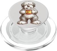 Cute Funny Bobtail Puppy Dog Cup Coffee Spain Flag PopSockets PopGrip for MagSafe