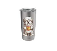 Cute Funny Bobtail Puppy Dog Cup Coffee Spain Flag Stainless Steel Insulated Tumbler