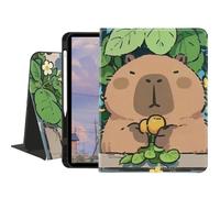 Cute Funny Capybara Case for iPad 9th/8th/7th Generation 10.2" 2021/2020/2019,Textured Folio Case with Pencil Holder Multi-Angle View Adjustable Stand Auto Wake/Sleep Cover for Girls Boys