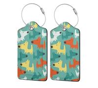 Cute Funny Cartoon Dog Puppy,Luggage Tags Pu Leather Name Tag Travel Suitcase Identifier ID Tags Durable Luggage Label 2 pcs