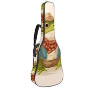 Cute Funny Cartoon Frog with Cowboy Hat Guitar Bag, Padded Acoustic Guitar Case Backpack with Adjustable Shoulder Strap Pockets