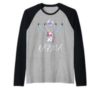 Cute Funny Cat Lover Music Concert Disco Singing Cat Karma Raglan Baseball Tee