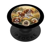 Cute Funny Cavalier King-Charles Spaniel Dog in Natural PopSockets Adhesive PopGrip