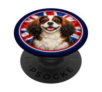 Cute Funny Cavalier King Charles Spaniel Dog UK Flag PopSockets Adhesive PopGrip