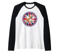 Cute Funny Chihuahua Dog Puppy England UK Flag Raglan Baseball Tee
