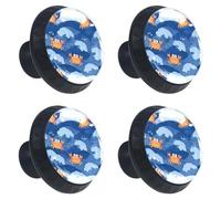 Cute Funny Crabs on Blue Sea Waves Kitchen Cabinet Knobs, Decorative Drawer Dresser Knobs with Screws Pulls Handles Hardware for Home Furniture, 4 Pack