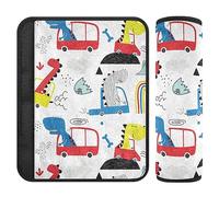 Cute Funny Dinosaur Comfort Seat Cushion Covers for Boys Girls Car Seat Shoulder Pads for Babys 2 Pieces 6.5 * 6.5in