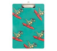 Cute Funny Dinosaur Green Clipboard Acrylic Writing Clipboards Paperboard Chic Design Clipboards with Low Profile Metal Clip for Women Men Office Supplies