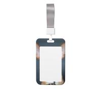 Cute Funny Dog Print Id Badge Holder Sliding Card Holder Vertical Card Protector Cover Case Teacher Lanyard for Office Women Men