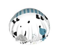 Cute Funny Dog Waterproof Shower Cap,Elastic Bathing Hair Cap Environmental Protection Hair Bath Caps, Double WaterproofBathing Shower Hat