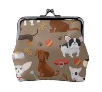 Cute Funny Dogs Pattern, PU Leather Coin Purse, Small Wallets, Change Pouch with Kiss Lock Clasp Buckle, Change Purse