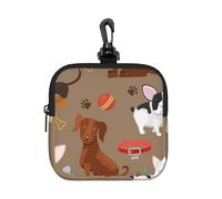 Cute Funny Dogs Pattern, Square Zipper Storage Bag, Neoprene Coin Purse, Small Wallets, Change Pouch, Change Purse