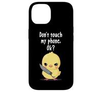 Cute Funny Don't Touch My Phone Angry Duck With Knife Meme Case for iPhone 14