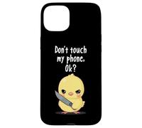 Cute Funny Don't Touch My Phone Angry Duck With Knife Meme Case for iPhone 15 Plus
