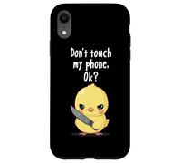 Cute Funny Don't Touch My Phone Angry Duck With Knife Meme Case for iPhone XR