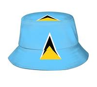 Cute Funny Flag Bucket Hats Fashion Patriotic Sun Cap Packable Outdoor Fisherman Hat for Women Men, Saint Lucia Flag_c00001, One size