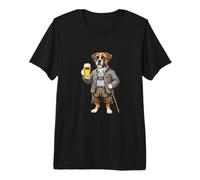 Cute Funny German Boxer Dog + Beer Germany Flag Premium T-Shirt
