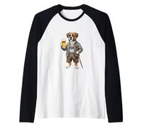 Cute Funny German Boxer Dog + Beer Germany Flag Raglan Baseball Tee