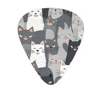 Cute Funny Grey Cats Pattern 12 Pack Guitar Plectrums With Storage Case, 0.46/0.71/0.96mm, Including Thin, Medium Thick Guitar Plectrums For Electric Guitars Bass Ukulele