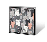Cute Funny Grey Cats Pattern Badge Square Lapel Pins Metal Brooch Badges Art Enamel Brooch Badge Elegant Lapel Pins for Jackets Backpacks Hat Decoration Accessories