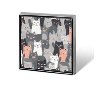 Cute Funny Grey Cats Pattern Brooches And Pins for Women Men Funny Hat Brooch Fashion Lapel Pin Cool Square Badge Brooch Metal Button Pins Cute Pin for Backpacks Tie Suit Wedding Party Accessory